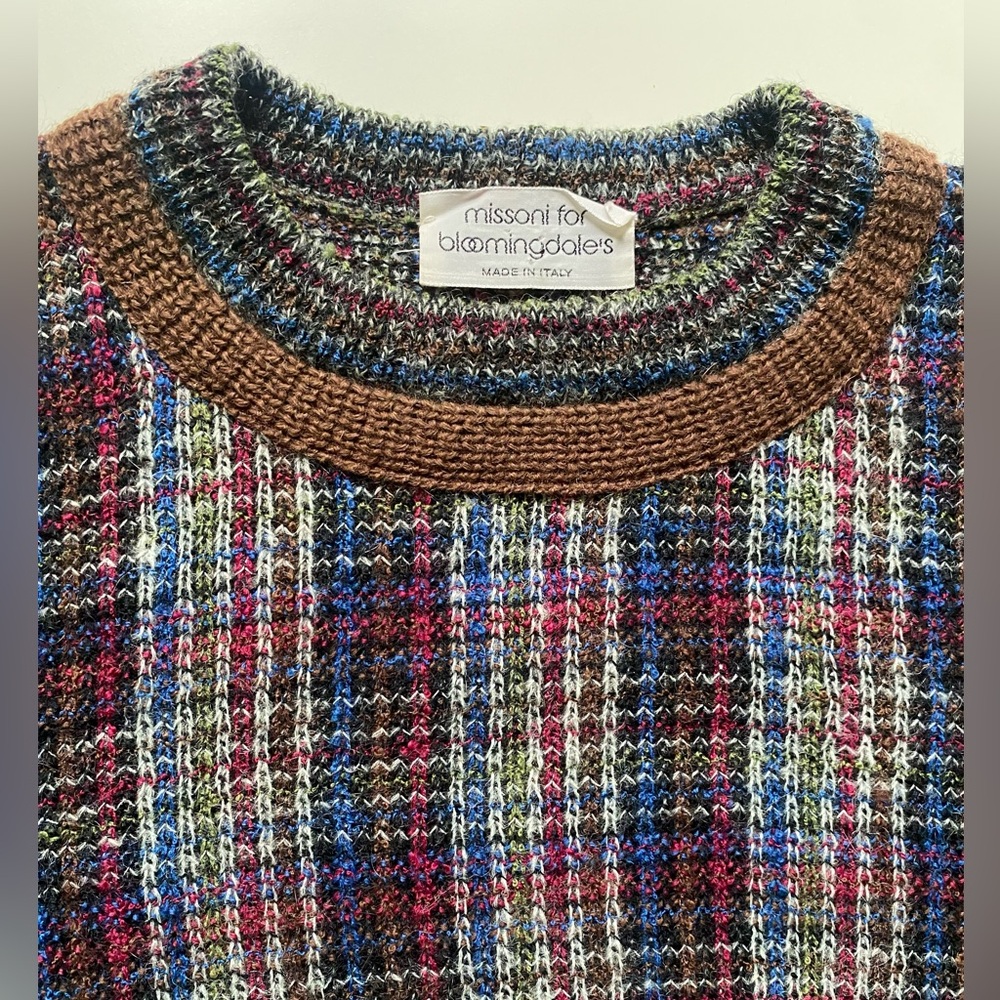 Missoni vintage 1970s unisex plaid sweater